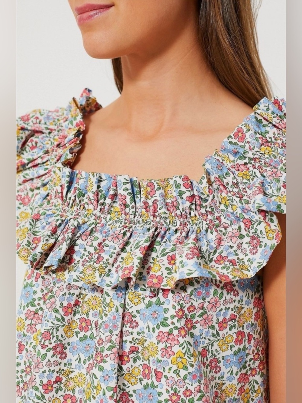 Hyacinth House Maria 100% Cotton Floral Multi Ruffle Mini Dress Size Xs - Picture 2 of 11